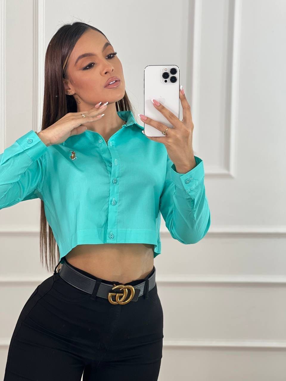 Camisa Crop Manga Larga