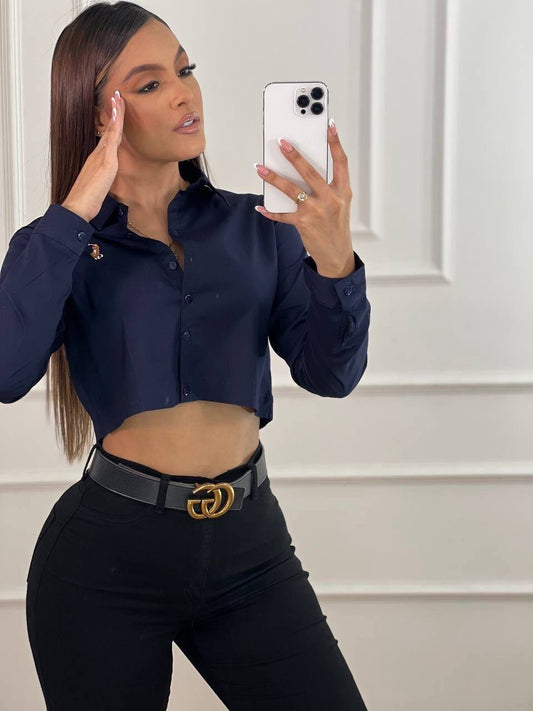 Camisa Crop Manga Larga