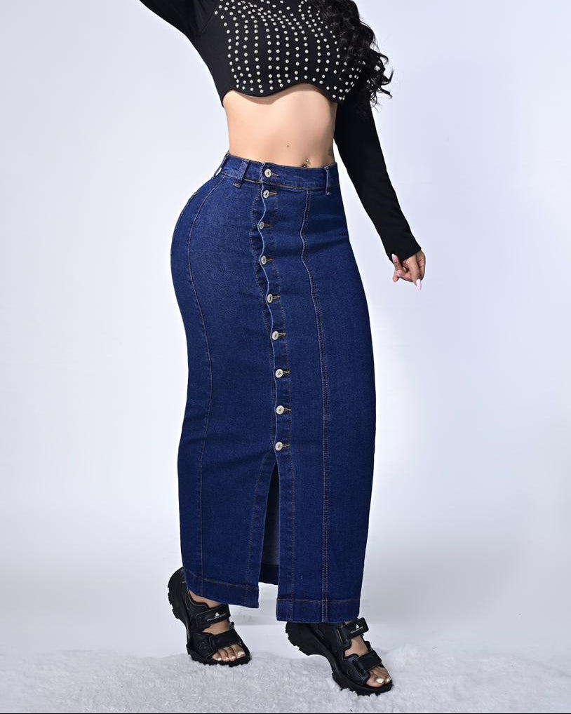 Falda Denim Botones