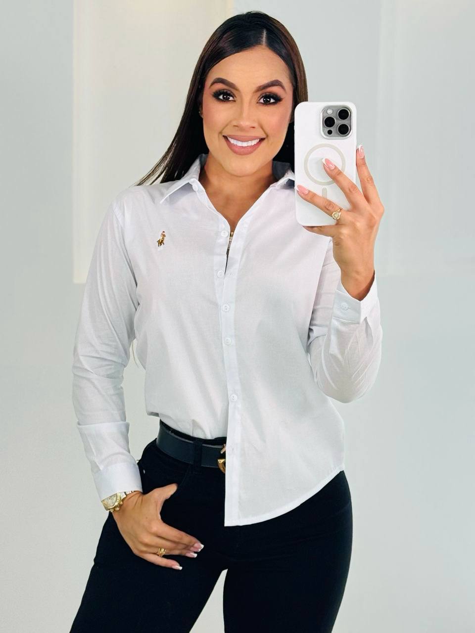Camisa Elegante Mujer Manga Larga