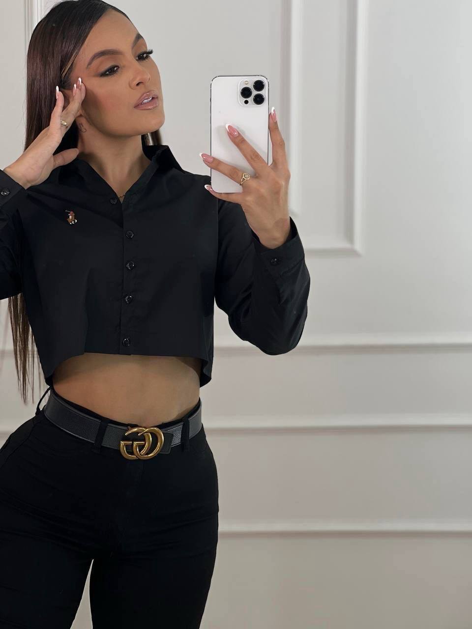 Camisa Crop Manga Larga