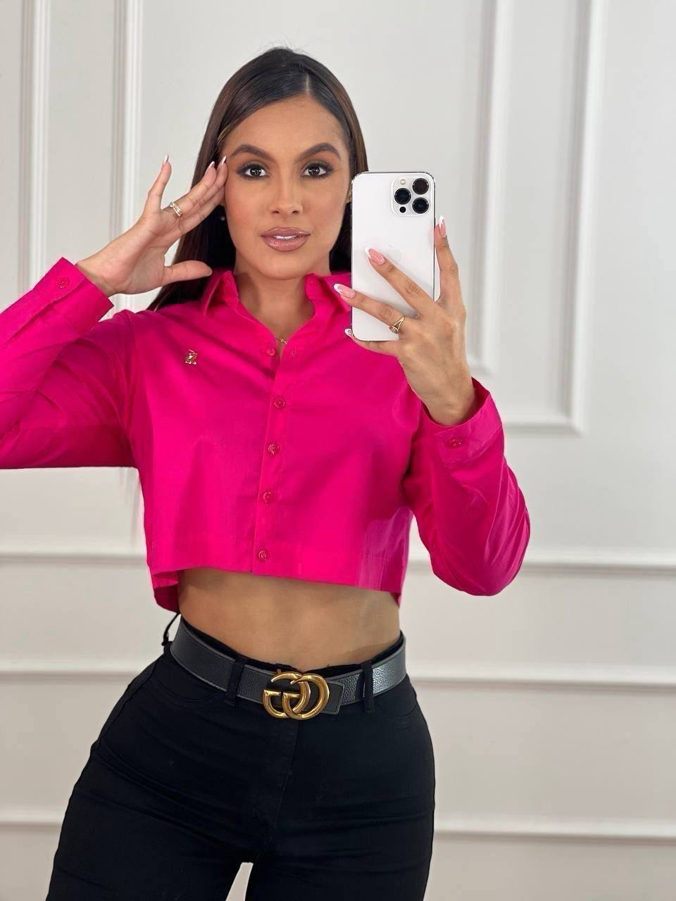 Camisa Crop Manga Larga
