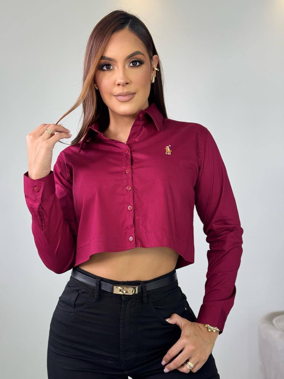 Camisa Crop Manga Larga