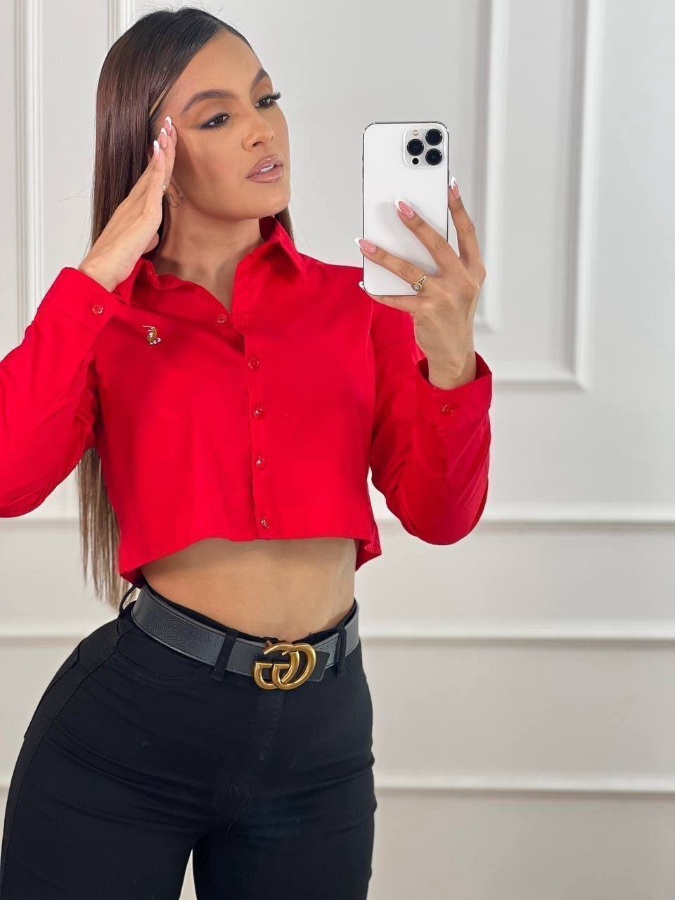Camisa Crop Manga Larga