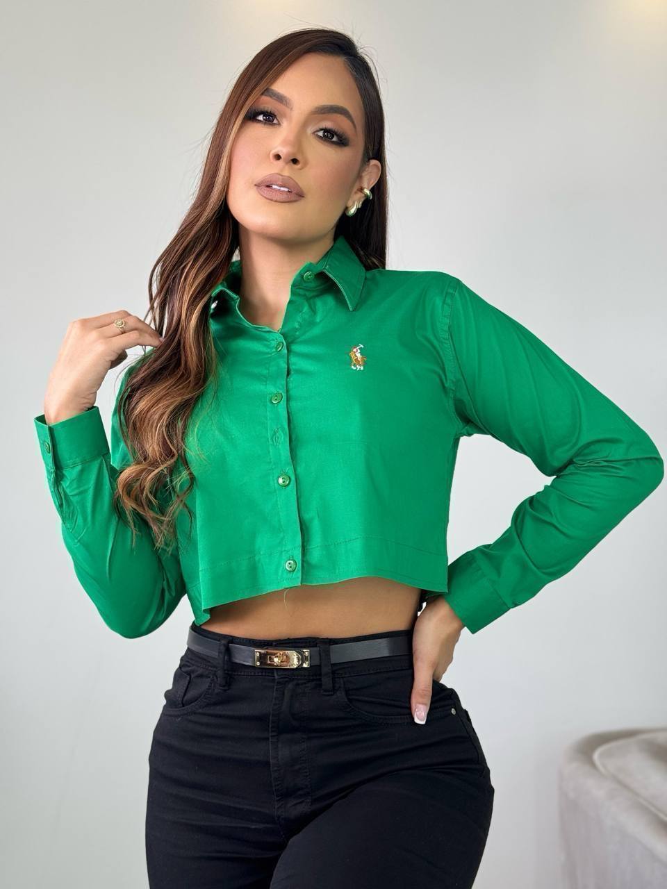 Camisa Crop Manga Larga