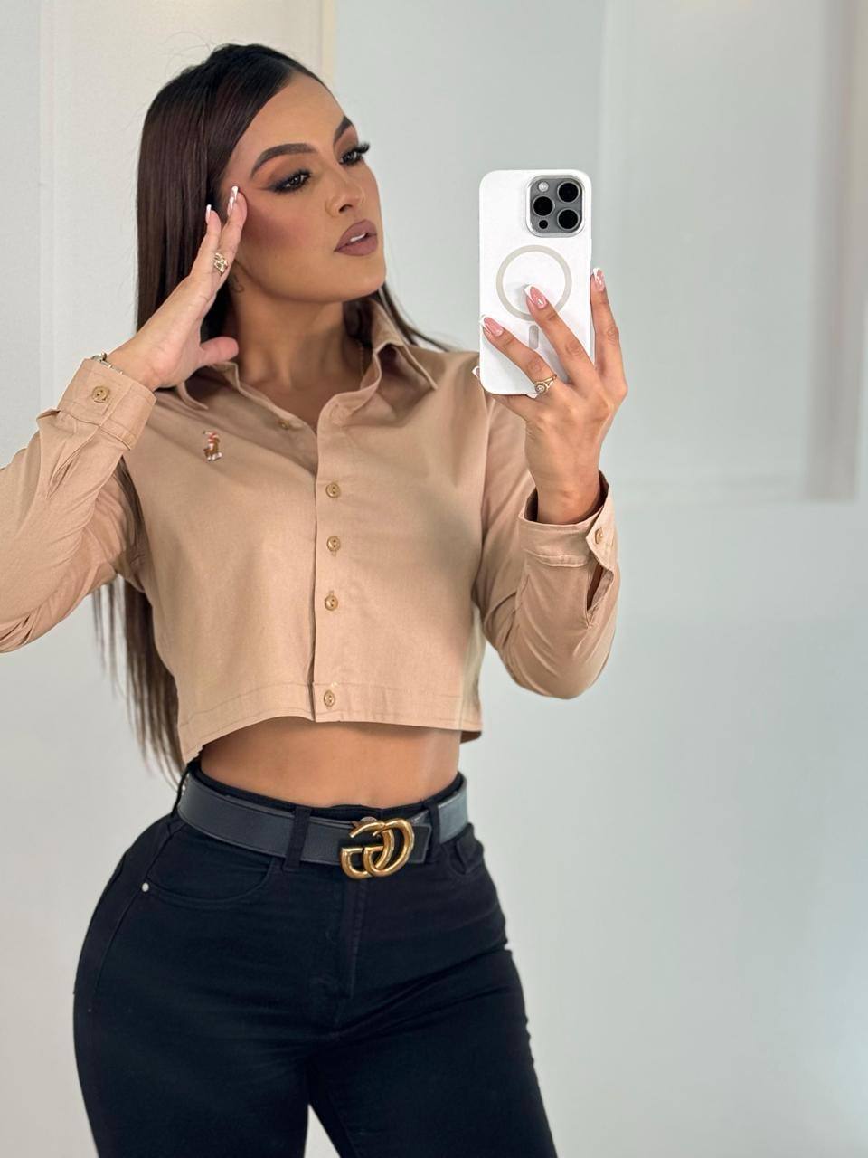 Camisa Crop Manga Larga