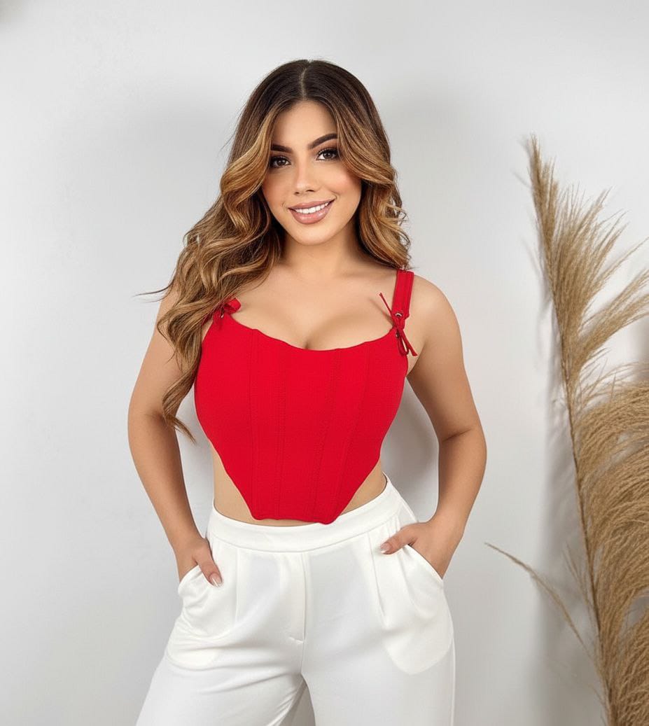 Top Corsetero con Tirantes y Lazos Decorativos