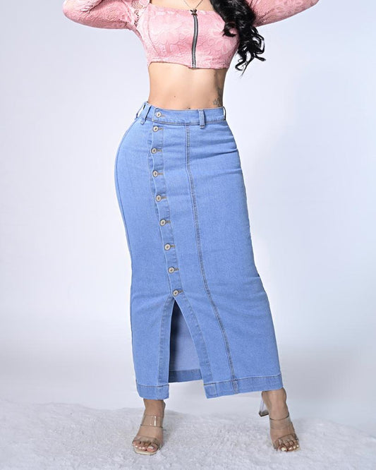 Falda Denim Botones