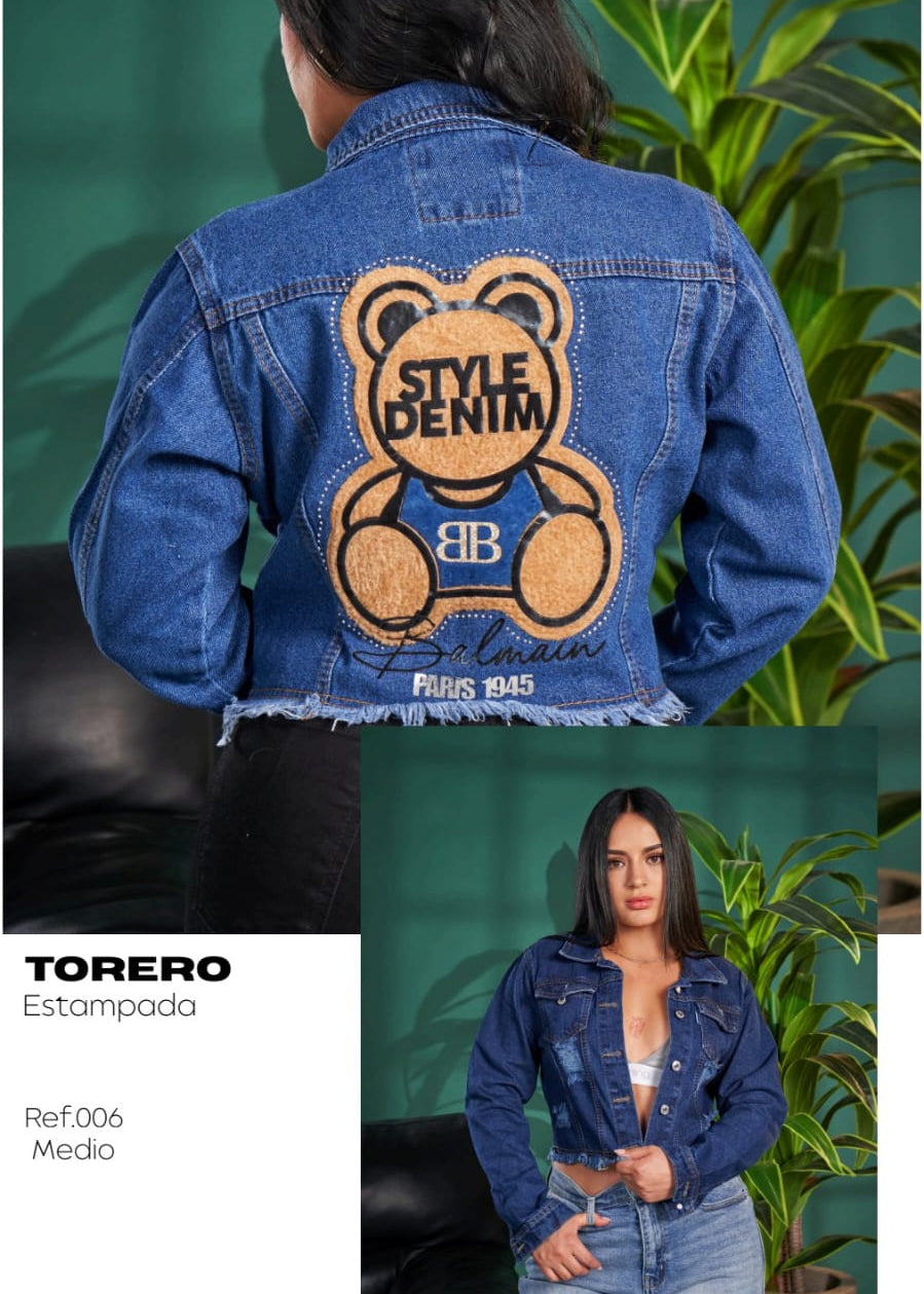 Chaqueta Jean Estampada