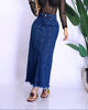 Falda Larga en Jean con Flecos