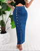 Falda Jean Larga con Botones