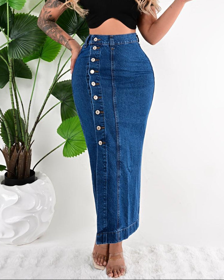 Falda Jean Larga con Botones