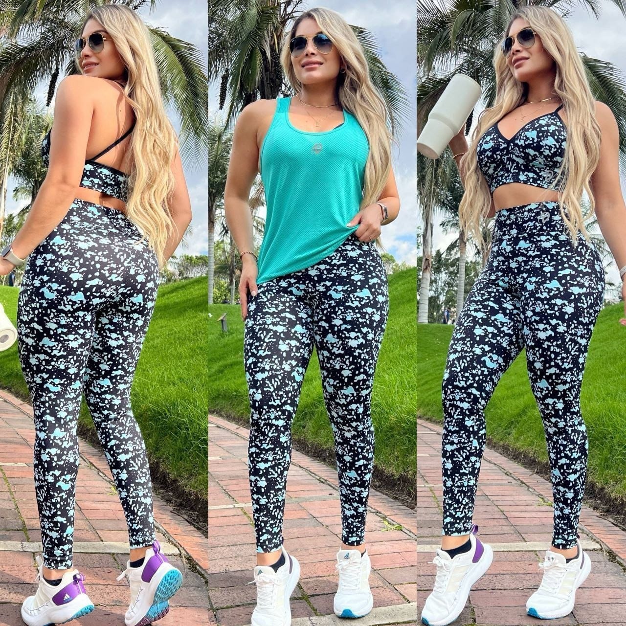 Conjunto Deportivo 3 Piezas Mujer Legging Cintura Alta