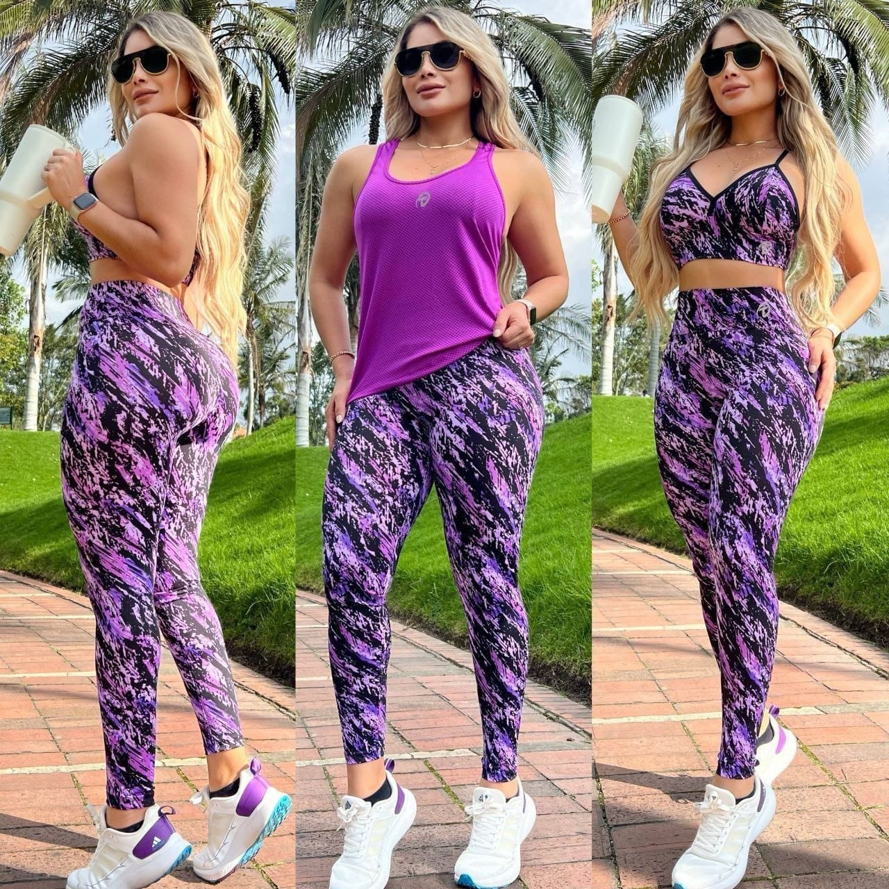 Conjunto Deportivo 3 Piezas Mujer Legging Cintura Alta