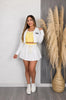 Conjunto 3 Piezas Mujer Falda Plisada Mini + Chaqueta Crop Con Cierre + Top