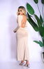 Vestido Largo Manga Larga Ajustado Con Nudo Lateral