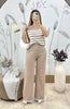 Conjunto 2 Piezas Pantalón Palazzo Tiro Alto + Top Tejido Rayas Sin Mangas
