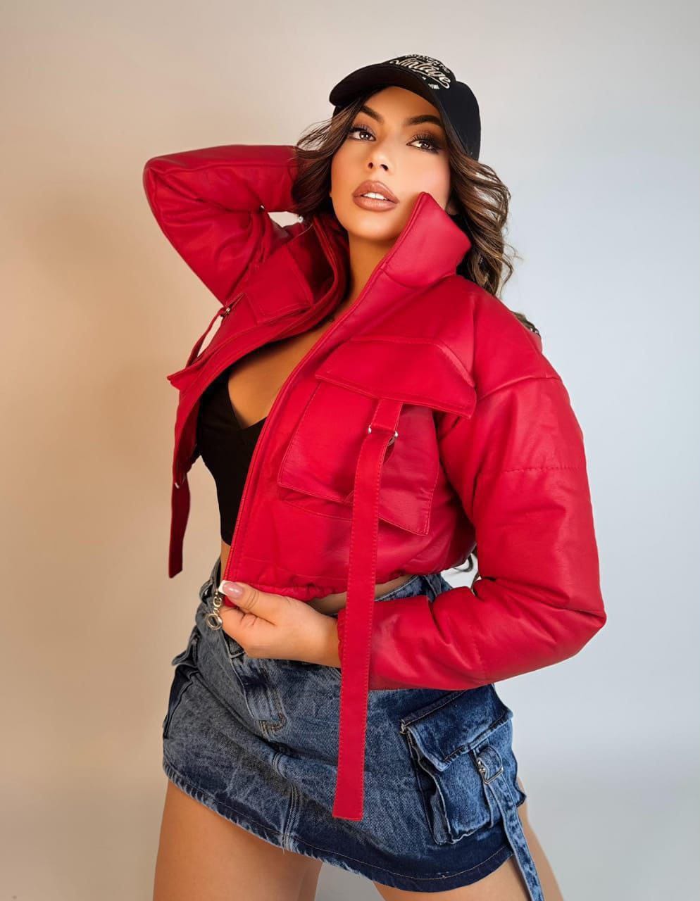 Chaqueta Crop Semicuero