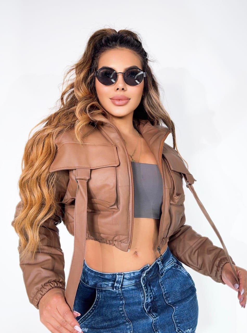 Chaqueta Crop Semicuero