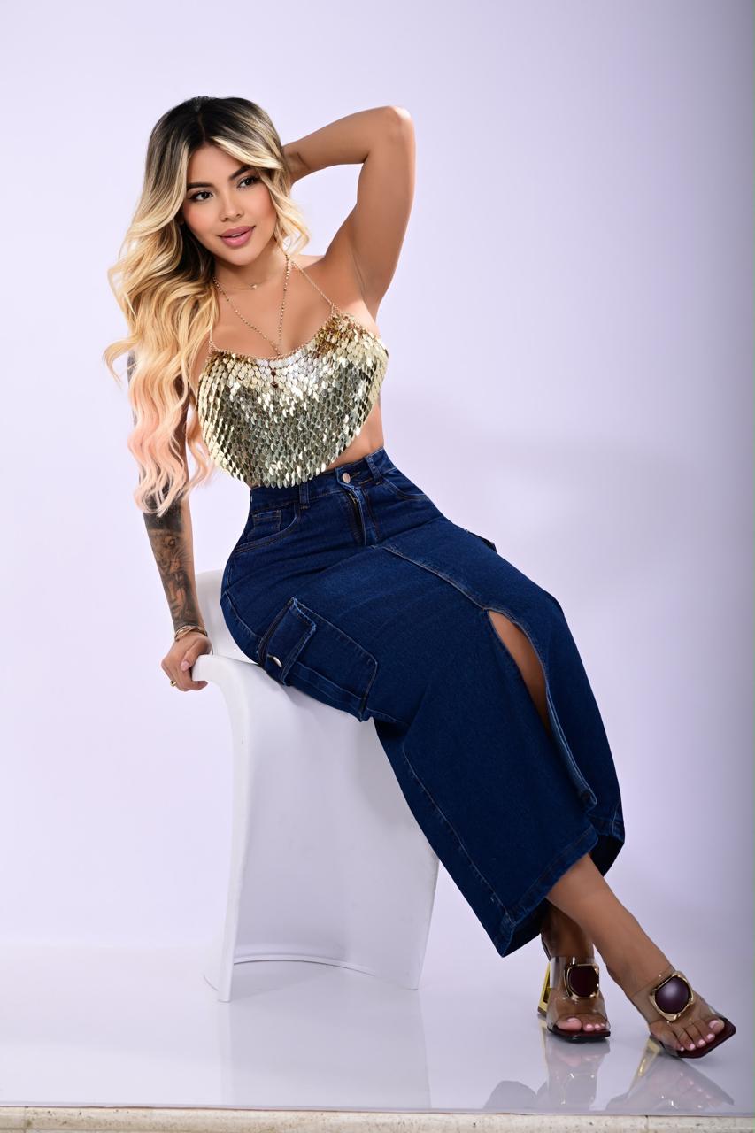 Falda Denim cargo