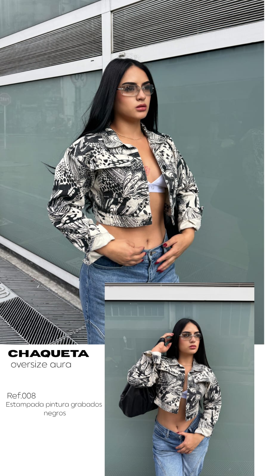 Chaqueta Jean Estampada