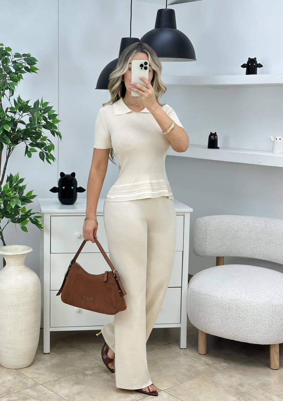 Conjunto 2 Piezas Pantalón Palazzo Tiro Alto + buzo