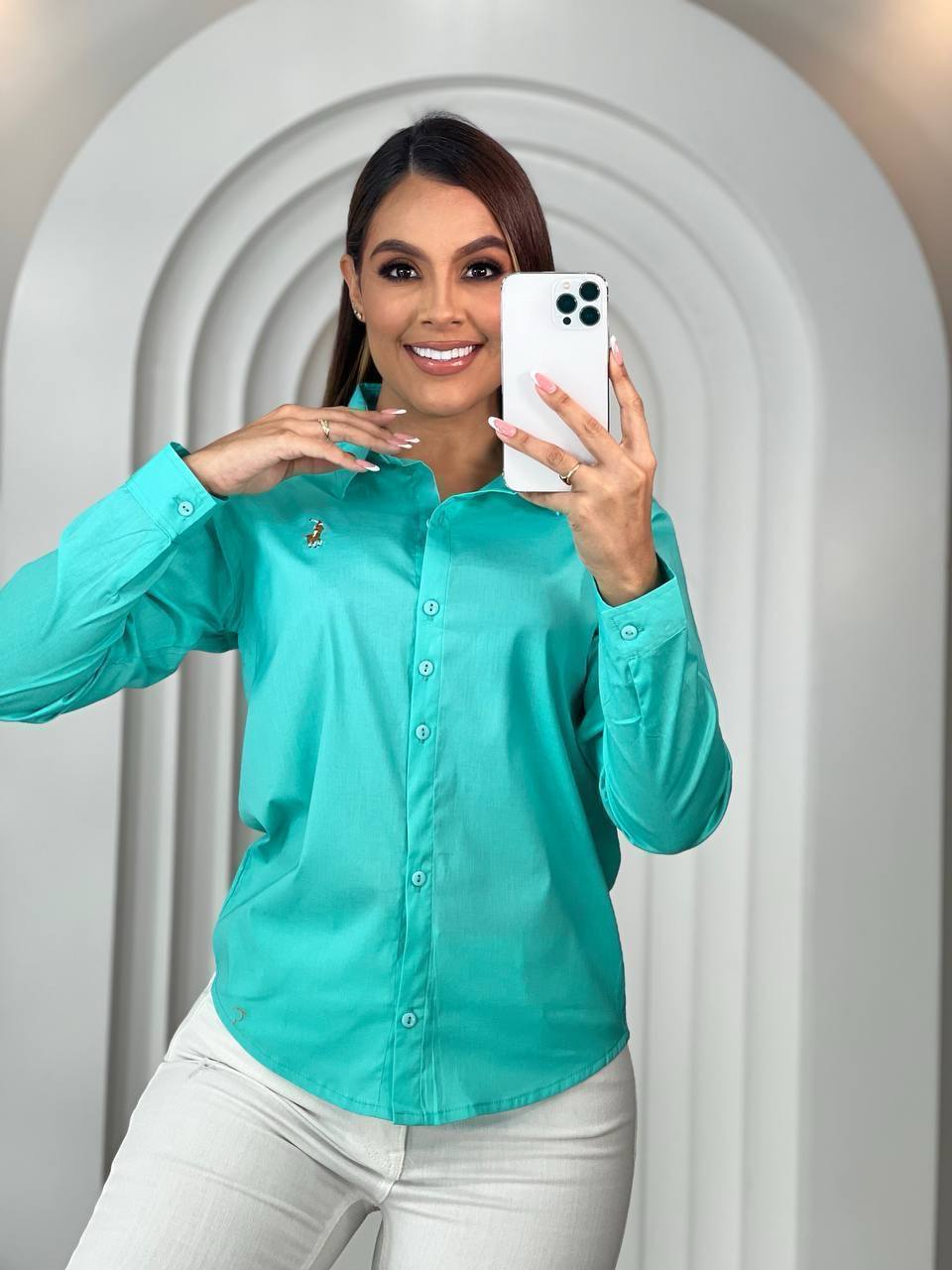 Camisa Elegante Mujer Manga Larga