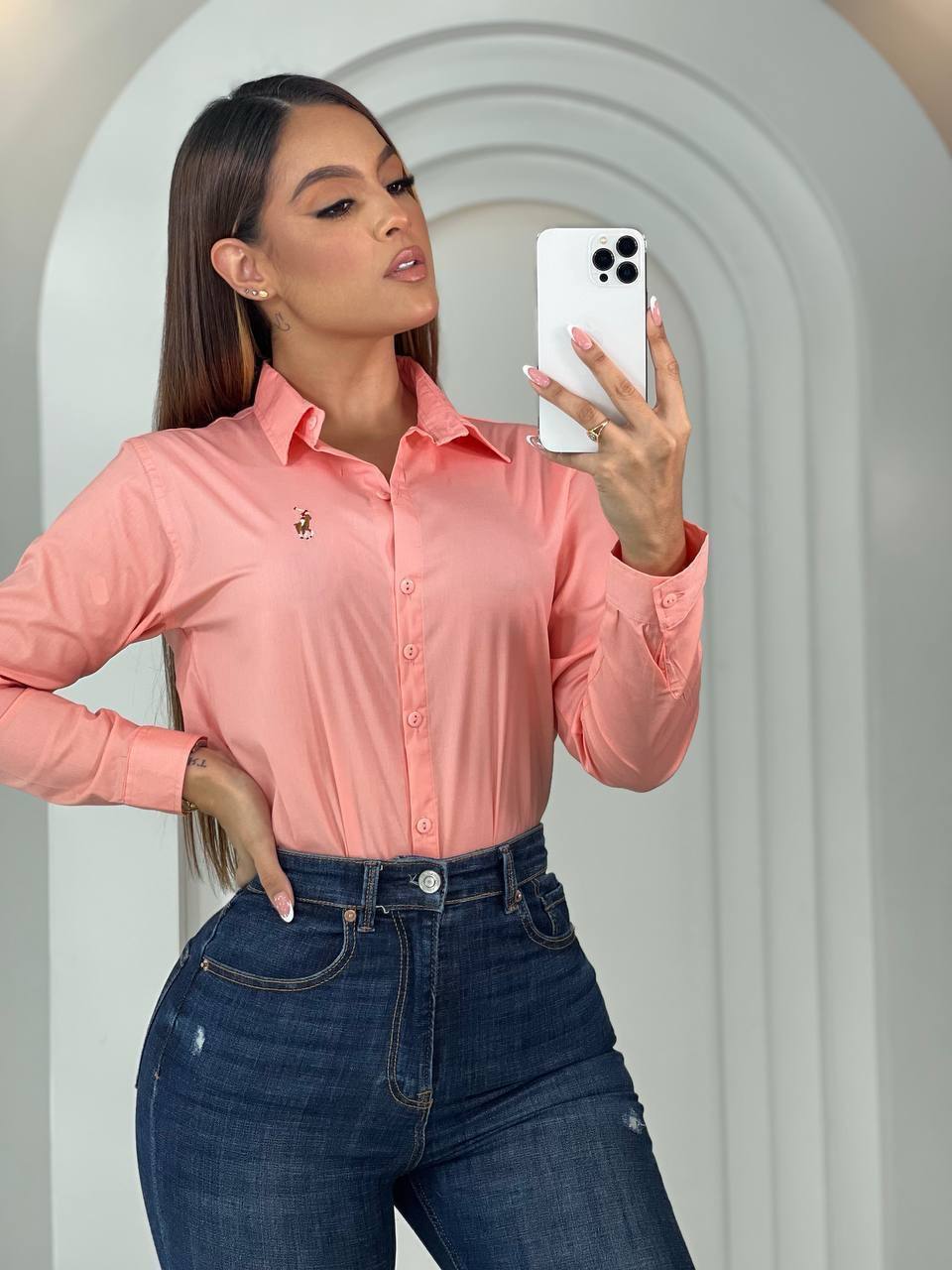 Camisa Elegante Mujer Manga Larga