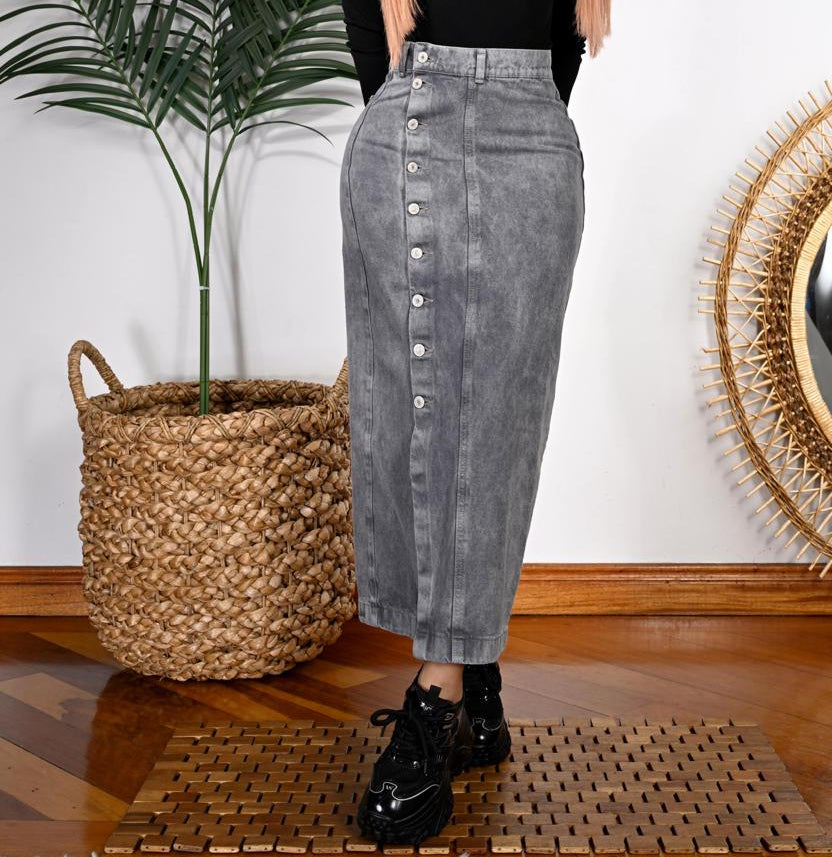 Falda Jean Larga con Botones