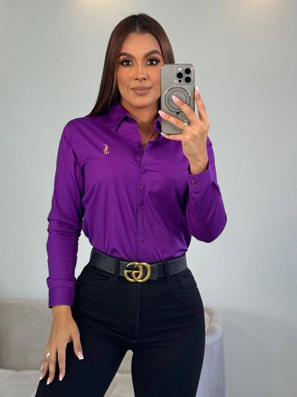 Camisa Elegante Mujer Manga Larga